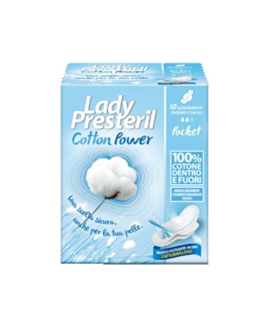 LADY PRESTERIL COTONE DENTRO & COTONE FUORI 10 ASSORBENTI CON ALI GIORNO PROMO - Farmacia-flash.it