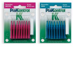 PLAKKONTROL SCOVOLINO MINI 0,6 MM 8 PEZZI + MANICO - Farmacia-flash.it