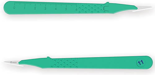 BISTURI MONOUSO E STERILE NUMERO 11. LAMA IN ACCIAIO INOX SALDATA ALL'INTERNO DI UN MANICO IN ABS LEGGERO ED ERGONOMICO. ASSICURANO AFFILATURA E UN PERFETTO CONTROLLO DEL TAGLIO - Farmacia-flash.it