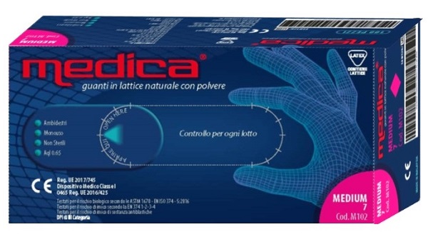 MEDICA GUANTO LATTICE N/STERILE CON POLVERE DM MISURA M 100 PEZZI - Farmacia-flash.it