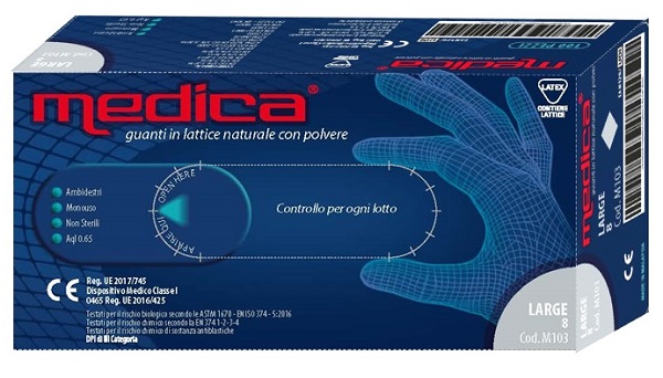 MEDICA GUANTO LATTICE N/STERILE CON POLVERE DM MISURA L 100 PEZZI - Farmacia-flash.it