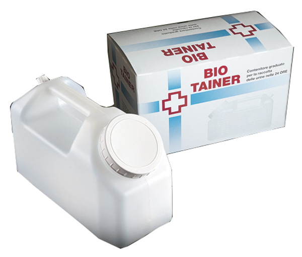 TANICA GRADUATA BIO TAINER PER RACCOLTA DI URINA NELLE 24 ORE 2500 ML CON TAPPINO DI PRELIEVO E MANICO 1 PEZZO - Farmacia-flash.it