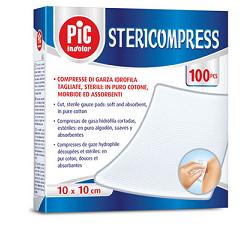 GARZA COMPRESSA IDROFILA PIC STERICOMPRESS 10X10 CM 4 BUSTE  25 PEZZI - Farmacia-flash.it