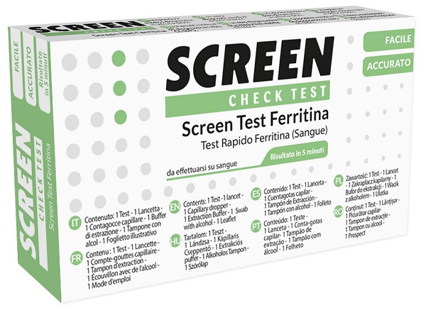 TEST RAPIDO PER L'INDIVIDUAZIONE DI FERRITINA NEL SANGUE PER L'ANEMIA DA CARENZA DI FERRO SCREEN CHECK TEST ANEMIA/FERRITINA - Farmacia-flash.it