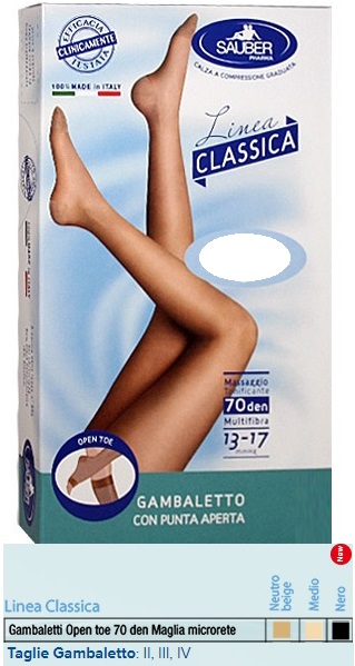 SAUBER GAMBALETTO OPEN TOE MAGLIA MICRORETE 70 DEN COLORE MEDIO TAGLIA 2 LINEA CLASSICA - Farmacia-flash.it