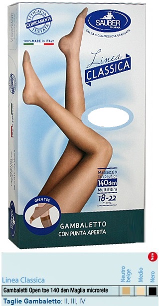 SAUBER GAMBALETTO OPEN TOE MAGLIA MICRORETE 140 DEN COLORE NEUTRO BEIGE TAGLIA 4 LINEA CLASSICA - Farmacia-flash.it
