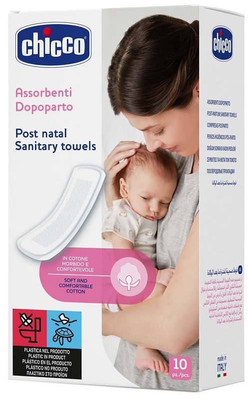 CHICCO MAMMA DONNA ASSORBENTI POSTPARTO COTONE 10 PEZZI - Farmacia-flash.it