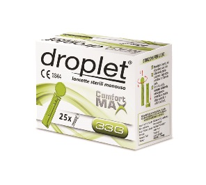LANCETTE PUNGIDITO DROPLET COMFORT MAX GAUGE 33 25 PEZZI - Farmacia-flash.it