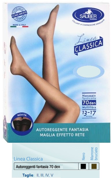 SAUBER AUTOREGGENTE FANTASIA 70 DEN MAGLIA MICRORETE COLORE NERO TAGLIA 5 LINEA CLASSICA - Farmacia-flash.it