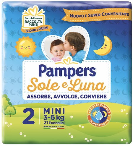 PANNOLINO PER BAMBINO PAMPERS SOLE & LUNA FLASH MINI 21 PEZZI - Farmacia-flash.it