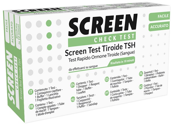 TEST RAPIDO PER L'INDIVIDUAZIONE QUALITATIVA DI ORMONE TIROIDE-STIMOLANTE TSH NEL SANGUE UMANO SCREEN CHECK TEST TIROIDE/TSH - Farmacia-flash.it