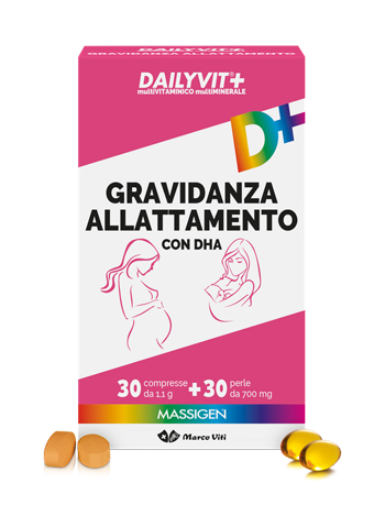 DAILYVIT+ GRAVIDANZA ALLATTAMENTO CON DHA MULTIVITAMINICO E MULTIMINERALE 30 COMPRESSE + 30 PERLE - Farmacia-flash.it