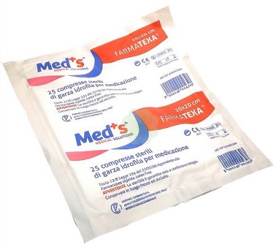 GARZA COMPRESSA MEDS FARMATEXA IDROFILA 12/8 20X20CM 25 PEZZI - Farmacia-flash.it