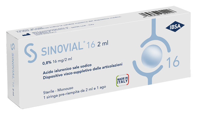 SIRINGA INTRA-ARTICOLARE SINOVIAL 16 ACIDO IALURONICO SALE SODICO 0,8% 16MG/2ML 2ML + AGO 21 GAUGE - Farmacia-flash.it