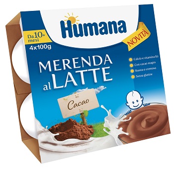 HUMANA MERENDA AL LATTE GUSTO CIOCCOLATO 100 G 4 PEZZI - Farmacia-flash.it
