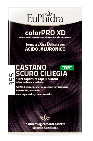 EUPHIDRA COLORPRO XD 355 CASTANO SCURO CILIEGIA GEL COLORANTE CAPELLI IN FLACONE + ATTIVANTE + BALSAMO + GUANTI - Farmacia-flash.it