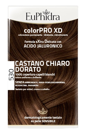 EUPHIDRA COLORPRO XD 530 CASTANO CHIARO DORATO GEL COLORANTE CAPELLI IN FLACONE + ATTIVANTE + BALSAMO + GUANTI - Farmacia-flash.it
