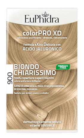 EUPHIDRA COLORPRO XD 900 BIONDO CHIARISSIMO GEL COLORANTE CAPELLI IN FLACONE + ATTIVANTE + BALSAMO + GUANTI - Farmacia-flash.it