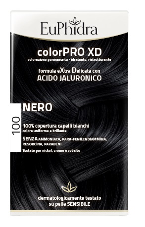 EUPHIDRA COLORPRO XD 100 NERO GEL COLORANTE CAPELLI IN FLACONE + ATTIVANTE + BALSAMO + GUANTI - Farmacia-flash.it