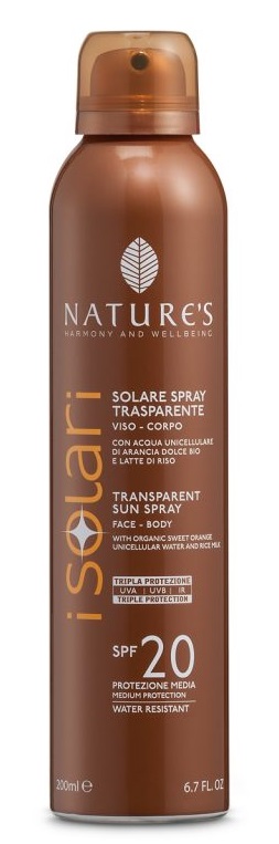 NATURES I SOLARI SPRAY TRASPARENTE SPF20 200 ML - Farmacia-flash.it