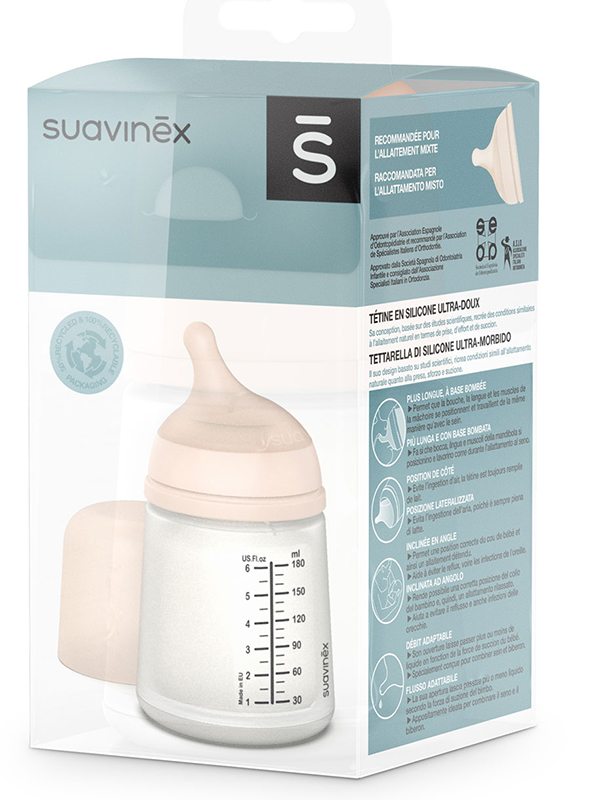 SUAVINEX ZERO ZERO BIBERON SPECIALE ALLATTAMENTO DA 180ML TAGLIA UNICA - Farmacia-flash.it