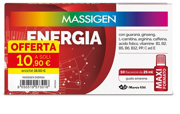 MASSIGEN ENERGIA 10 FLACONCINI DA 25 ML 10,90 E - Farmacia-flash.it