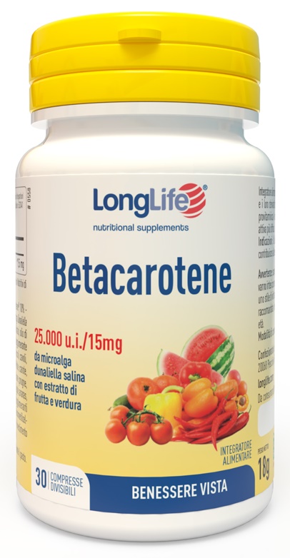 LONGLIFE BETACAROTENE 25000 UI 30 COMPRESSE - Farmacia-flash.it