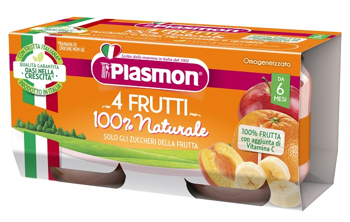 PLASMON OMOGENEIZZATO 4 FRUTTI 2 X 80 G - Farmacia-flash.it