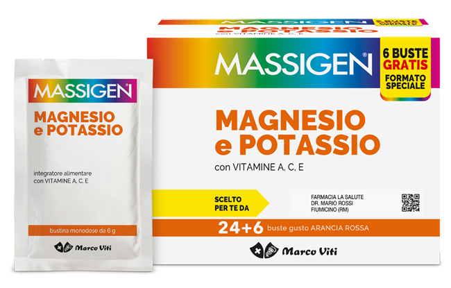 MASSIGEN MAGNESIO POTASSIO 24 BUSTINE + 6 BUSTINE - Farmacia-flash.it