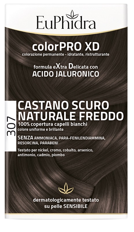 EUPHIDRA COLORPRO XD 307 CASTANO SCU NATURALE F COLORE + ATTIVANTE + BALSAMO + CUFFIA + GUANTI - Farmacia-flash.it