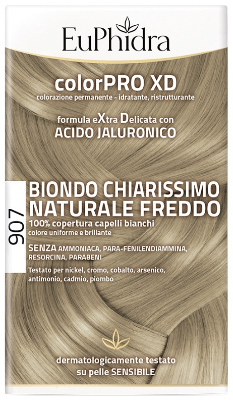 EUPHIDRA COLORPRO XD 907 BIONDO CHIARO MOGANO NATURALE F COLORE + ATTIVANTE + BALSAMO + CUFFIA + GUANTI - Farmacia-flash.it