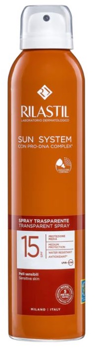 RILASTIL SUN SYSTEM TRANSPARENT SPRAY SPF15 200 ML - Farmacia-flash.it