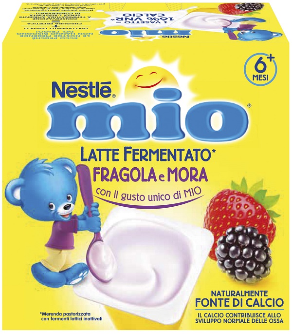 MIO MERENDA LATTE FERMENTATO FRAGOLA E MORA 4 PEZZI DA 100 G - Farmacia-flash.it