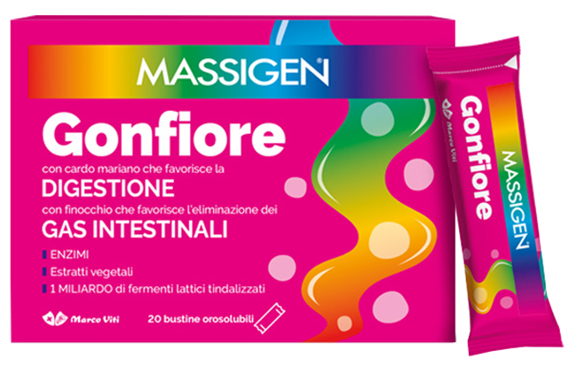 MASSIGEN GONFIORE 20 BUSTINE OROSOLUBILI - Farmacia-flash.it