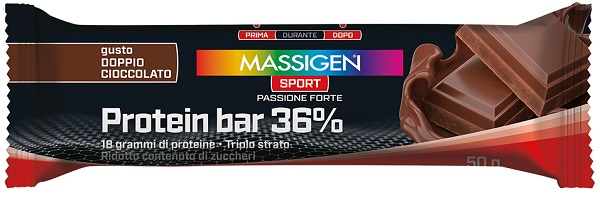MASSIGEN SPORT PROTEIN BARRETTA 36% DOPPIO CIOCCOLATO 35 G - Farmacia-flash.it