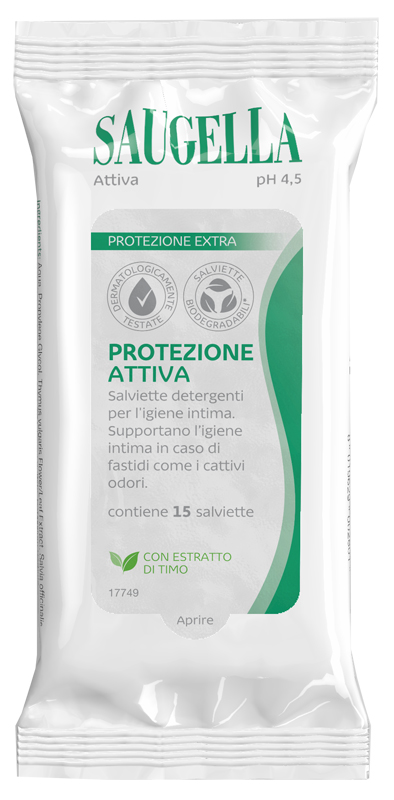 SAUGELLA ATTIVA SALVIETTINE 15 PEZZI - Farmacia-flash.it