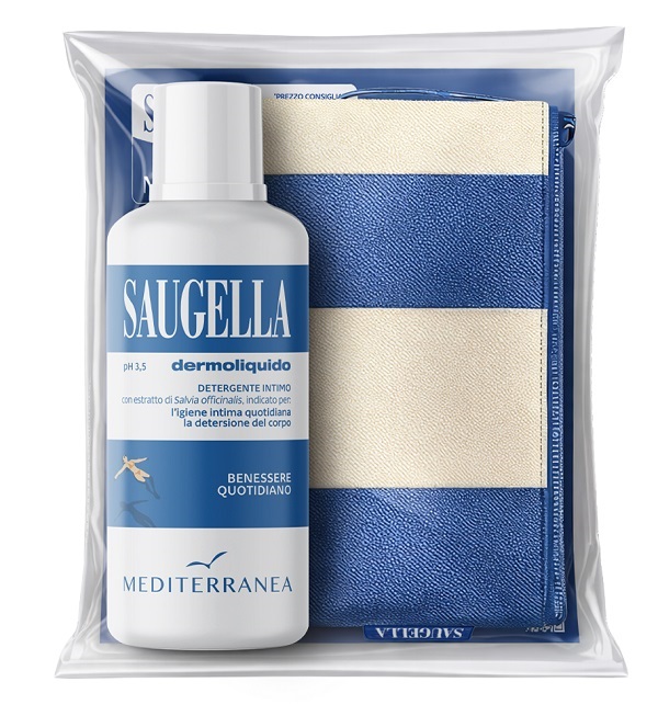 SAUGELLA MEDITERRANEA BUNDLE DERMOLIQUIDO 500 ML + GADGET POCHETTE - Farmacia-flash.it