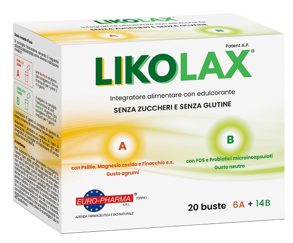 LIKOLAX 6 BUSTINE A 5 G GUSTO AGRUMI + 14 BUSTINE B 3 G GUSTO NEUTRO SENZA GLUTINE - Farmacia-flash.it