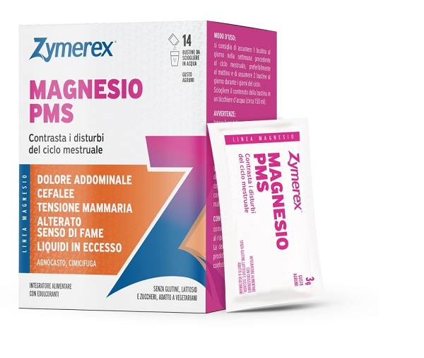 ZYMEREX MAGNESIO PMS 14 BUSTINE DA 3 G GUSTO AGRUMI CON EDULCORANTI SENZA ZUCCHERI SENZA GLUTINE SENZA LATTOSIO - Farmacia-flash.it