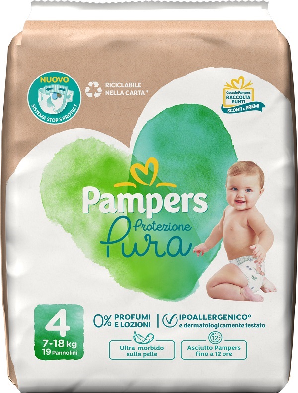PAMPERS PROTEZIONE PURA MAXI PANNOLINI 19 PEZZI - Farmacia-flash.it