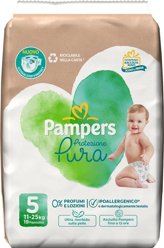 PAMPERS PROTEZIONE PURA JUNIOR PANNOLINI 19 PEZZI - Farmacia-flash.it