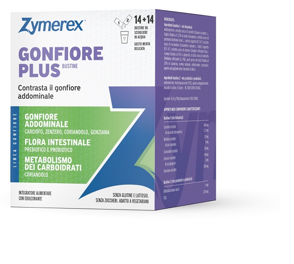 ZYMEREX GONFIORE PLUS 14+14 BUSTINE DA 2 G CON EDULCORANTE SENZA ZUCCHERI SENZA GLUTINE SENZA LATTOSIO - Farmacia-flash.it