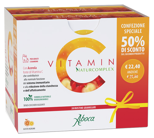 VITAMIN C NATURCOMPLEX 20 BUSTINE GRANULARI CONFEZIONE SPECIALE 1+1 - Farmacia-flash.it