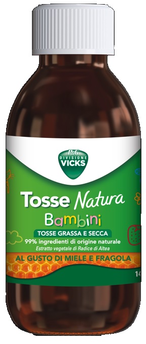 VICKS TOSSE NATURA BAMBINI TOSSE GRASSA E SECCA GUSTO MIELE E FRAGOLA 140 ML - Farmacia-flash.it