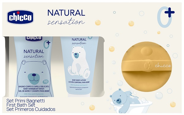 CHICCO NATURAL SENSATION DETERGENTE 200 ML + CREMA + SPUGNA - Farmacia-flash.it