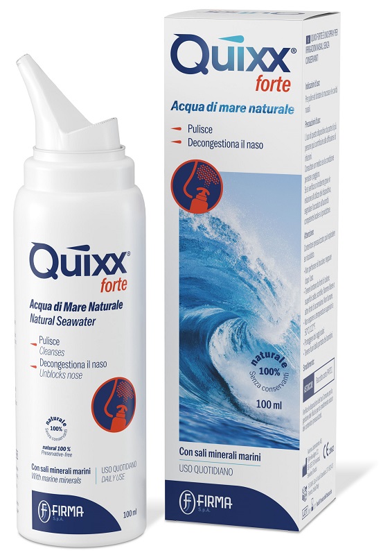 SOLUZIONE SPRAY PER IRRIGAZIONI NASALI QUIXX FORTE ACQUA MARINA IPERTONICA 100 ML - Farmacia-flash.it