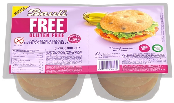 BAULI FREE FOCACCINE OLIO EXTRA VERGINE OLIVA 4 PEZZI DA 75 G - Farmacia-flash.it