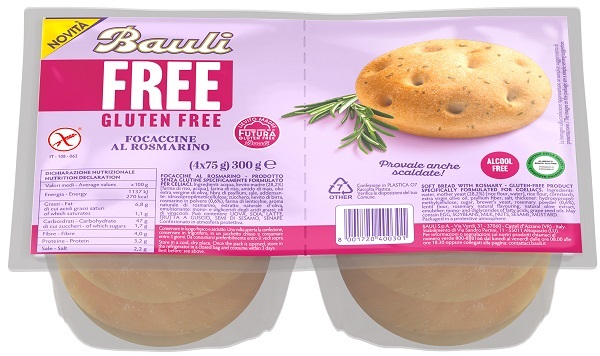 BAULI FREE FOCACCINE ROSMARINO 4 PEZZI DA 75 G - Farmacia-flash.it