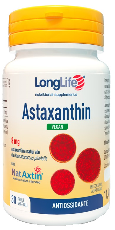 LONGLIFE ASTAXANTHIN VEGAN 8 MG 30 PERLE VEGETALI SENZA GLUTINE - Farmacia-flash.it