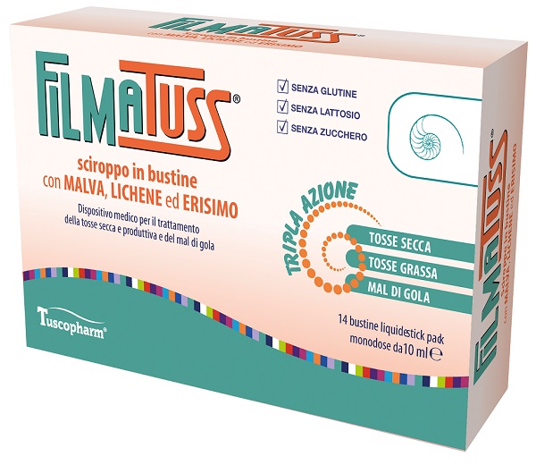FILMATUSS SCIROPPO 14 BUSTINE LIQUID STICK PACK DA 10 ML - Farmacia-flash.it